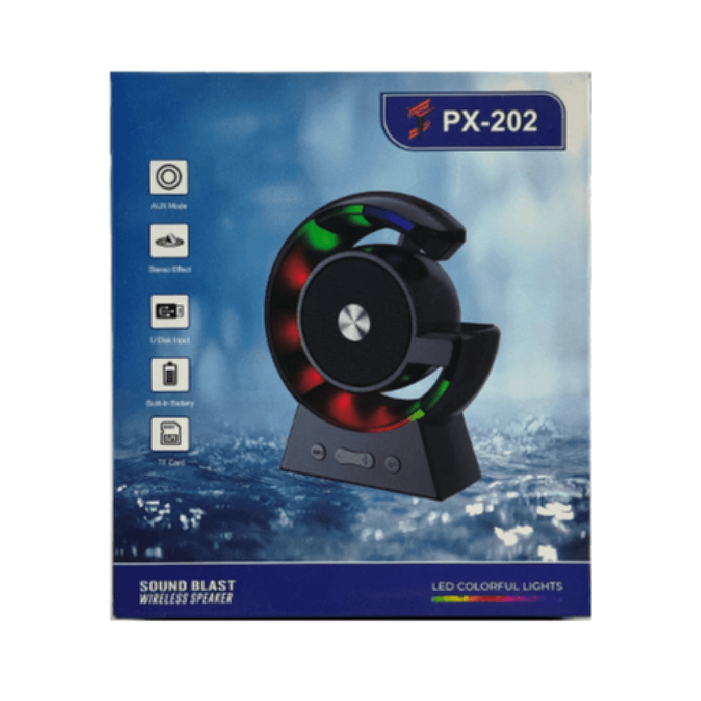 مكبر صوت لاسلكي ساوند بلاست LED بأضواء ملونة رقم PX-202