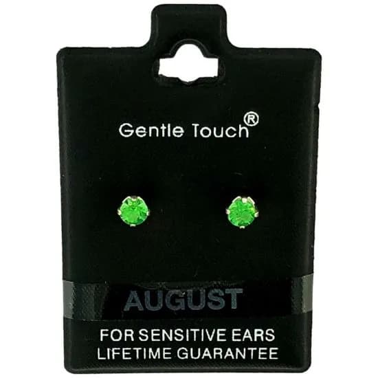 Gentle Touch 8 August Birthstone earring For Sensitive Ears