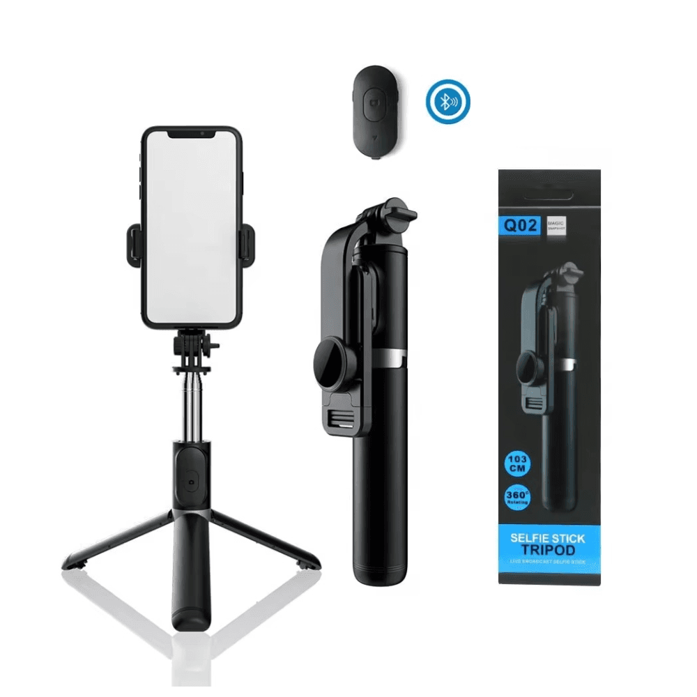 Q02 360 Rotation Retractable Smartphone Mini Tripod Wireless Smart Selfie Stick