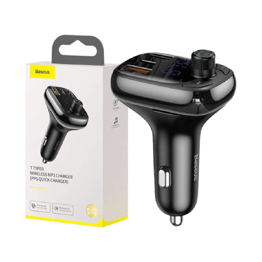 Baseus T Shaped S-13 Car Bluetooth MP3 Player (PPS Fast Charger Edition) Black