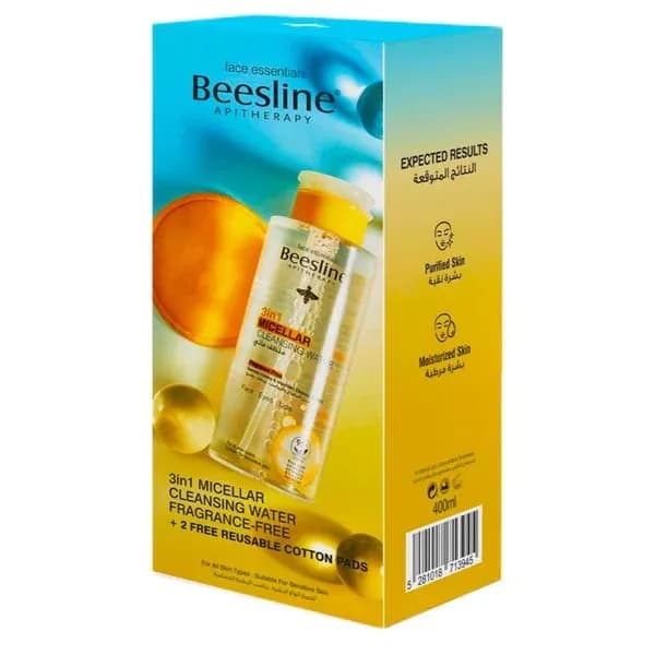 Beesline 3In1 Micellar Cleansing Water 400ml Fragrance Free +2 Cotton Buds