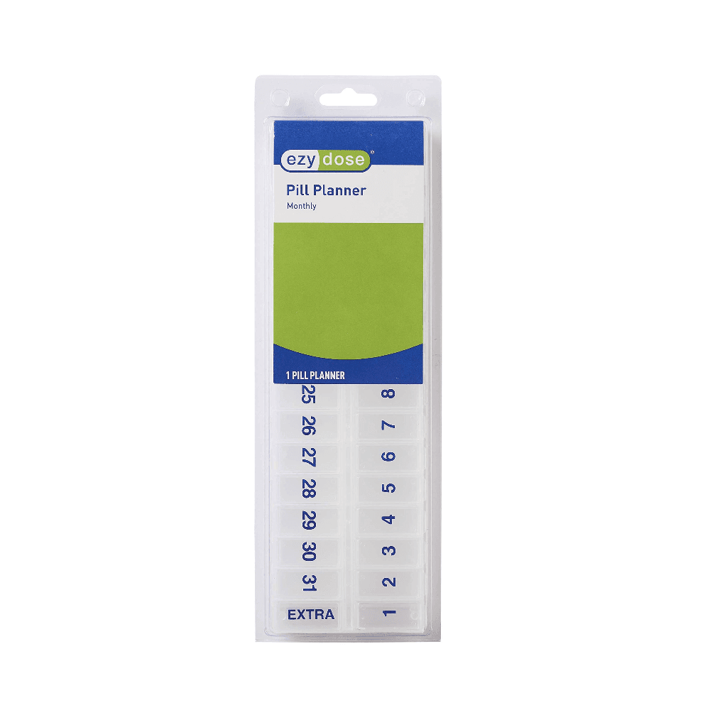 Ezy Dose Monthly Pill Organizer Box with Transparent Lids
