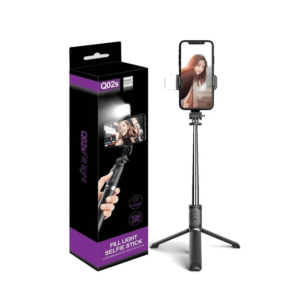 Q02S Fill Light Bluetooth Selfie Stick with Tripod Multi-Function Wireless Control Selfie Rod