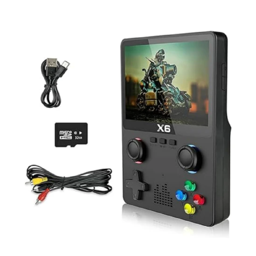 X6 Handheld Retro Game Console with 64GB TF Card, Preloaded 6,000+ Games, Retro Gaming Console