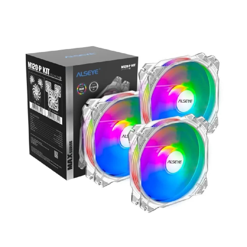 Alseye M120-P Rgb Triple Fan Max Series Kit - White - مروحة تبريد