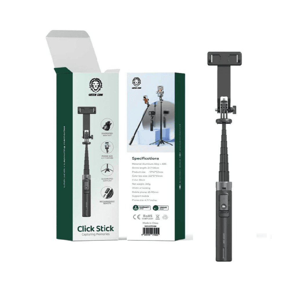 Selfie Stick Green Lion Click Stick
