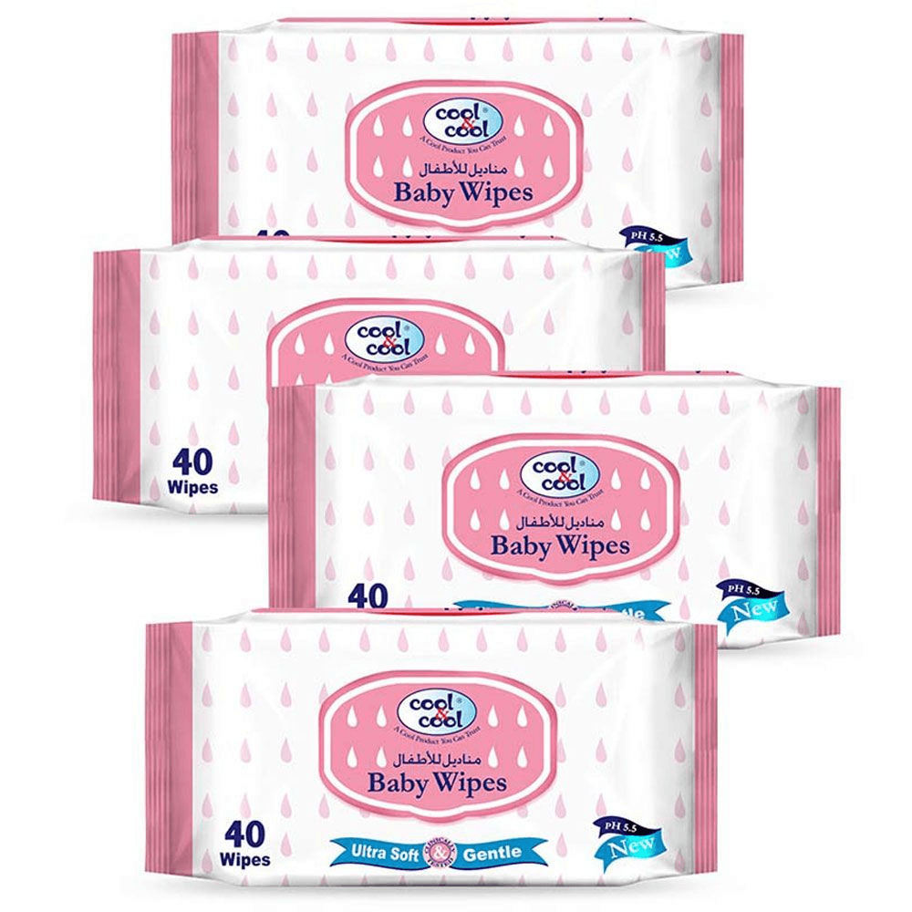 Cool & Cool Baby Wipes 40 Pack 3+1 Free