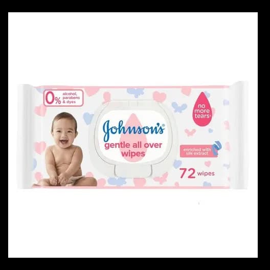 Johnsons Gentle All Over Baby Wipes 72 S