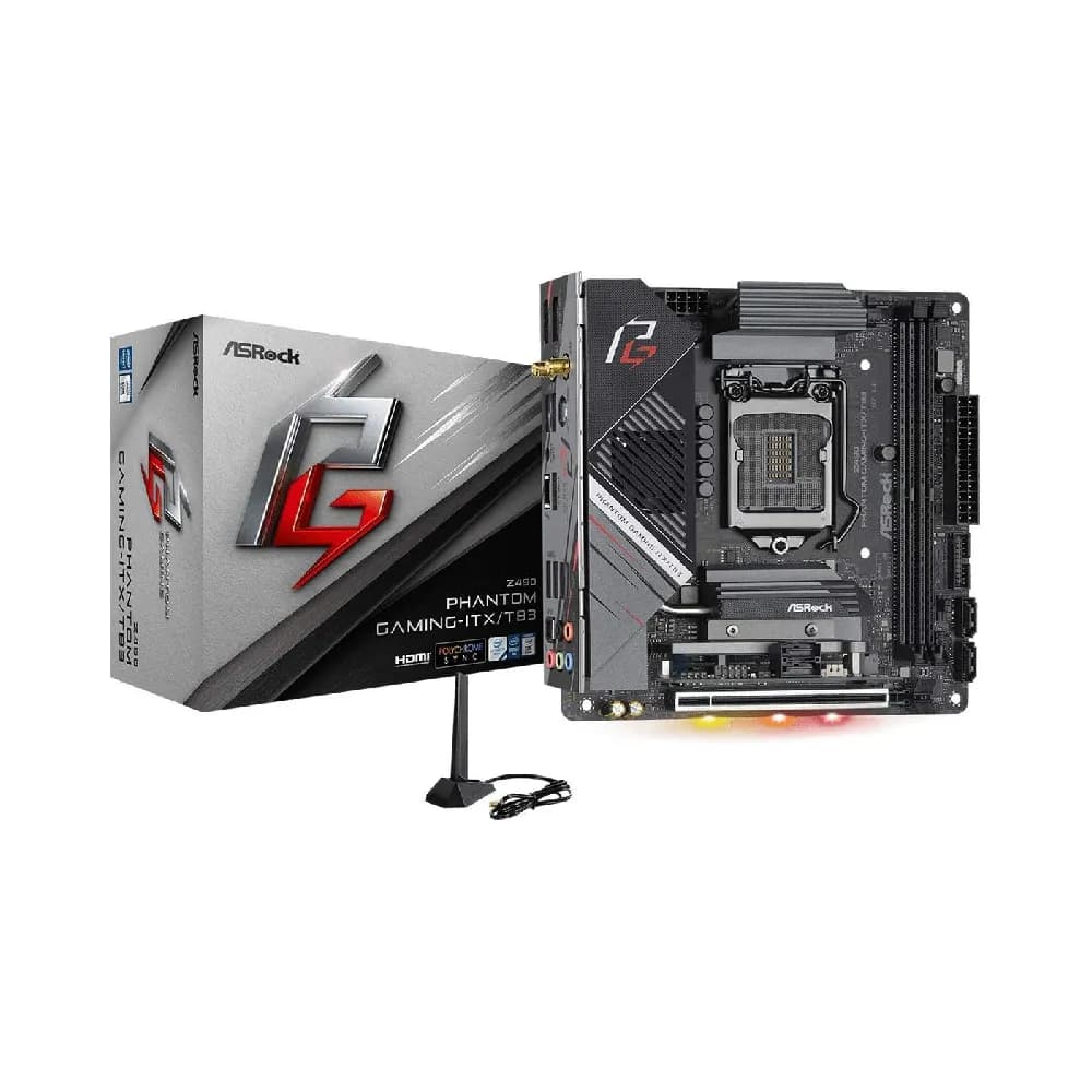 Asrock Z490 Phantom Gaming-Itx/Tb3 - Ddr4 Lga 1200 Mini-Itx Intel Motherboard - اللوحة الأم