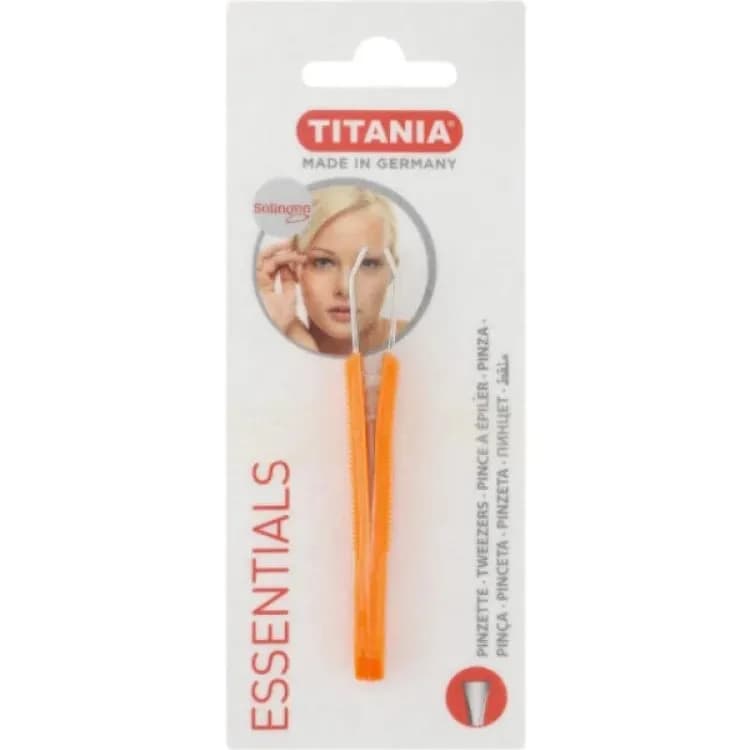 Titania Solingen 1061B Hair Tweezer With Orange Plastic Handle 