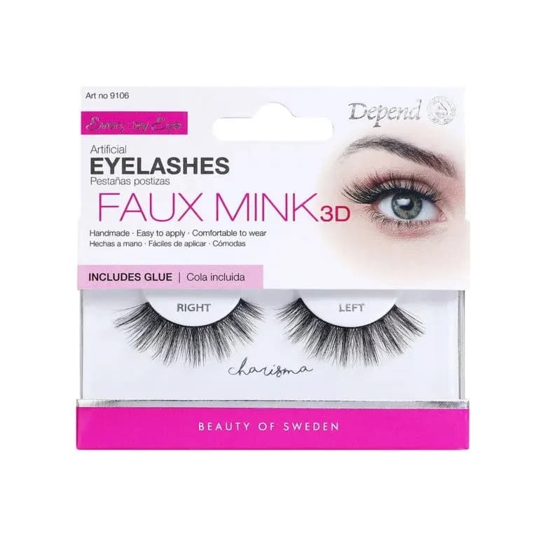 Depend Artificial Eyelashes Faux Mink 3D Charisma Includes Glue 1Pair