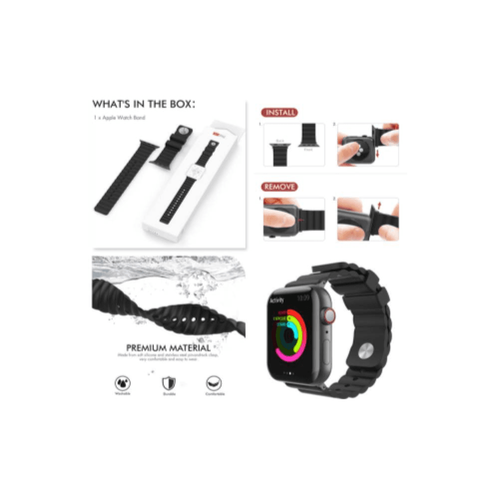 AhaStyle Apple Watch 44mm With Silicone Strap  - Black 