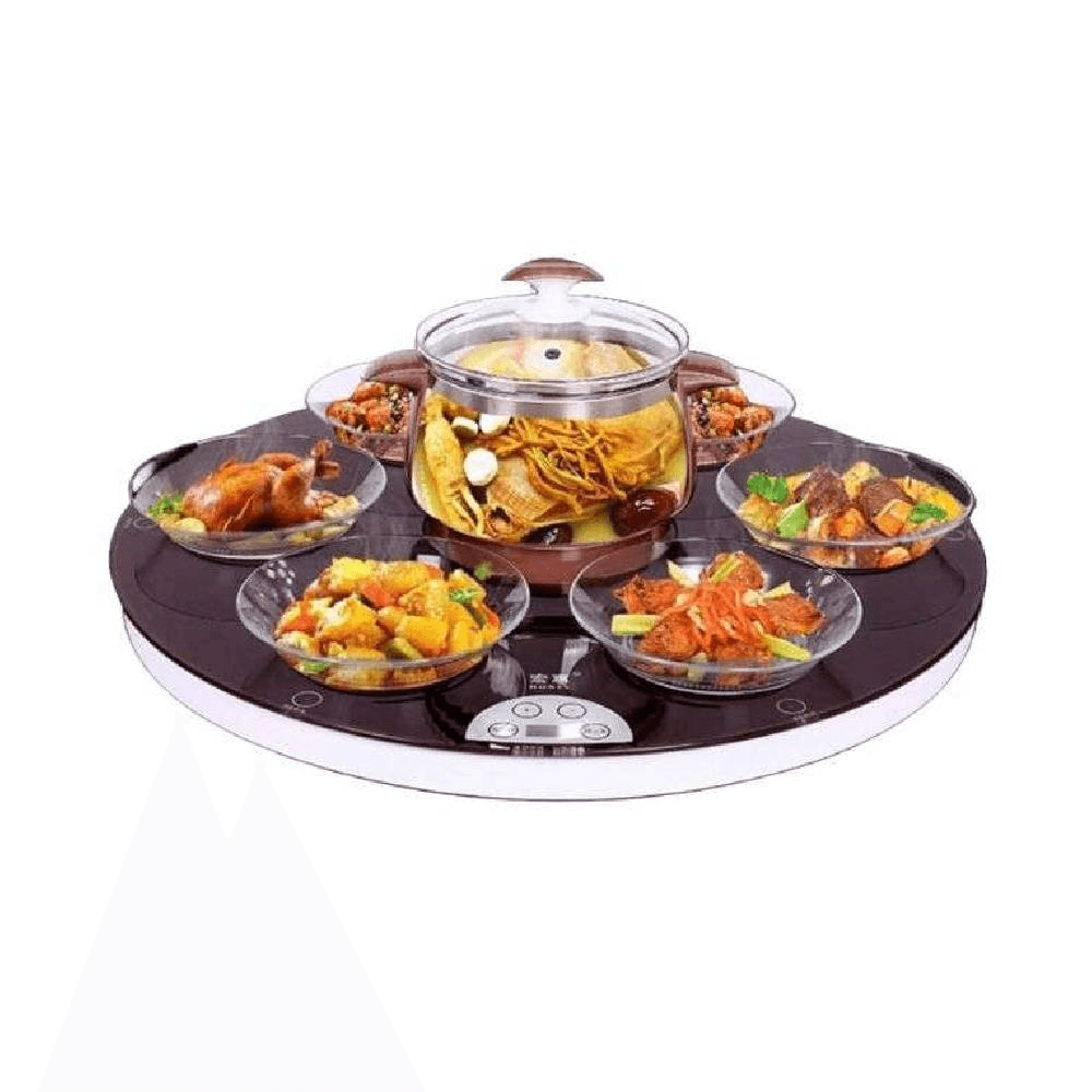 Electric Rotating Food Warmer Heating Plate With Dishes