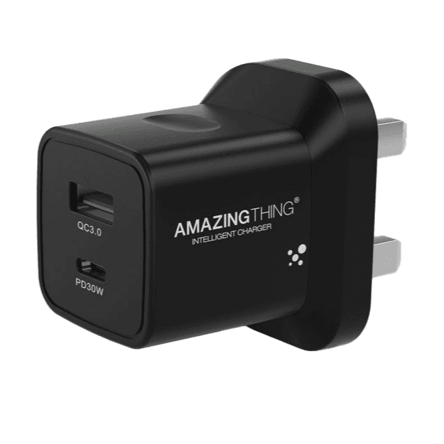 شاحن AmazingThing بقوة 33 واط / مع مدخل تايب سي و USB / اسود
