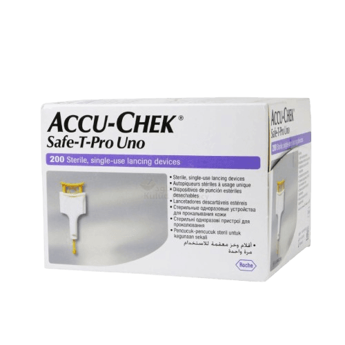 Accu-Chek Safe-T-Pro Uno 200 Sterile, Single Use Lancing Devices 200Pcs