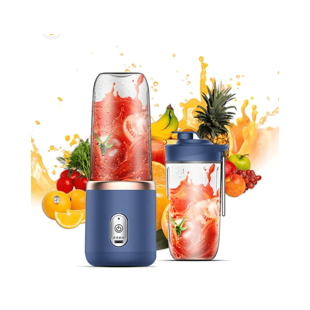 Portable Small 2 Cup 6 Blade Juicer - Blue 