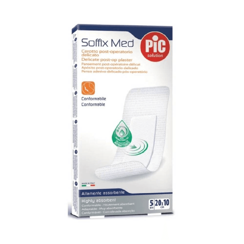 Pic Soffix Med Delicate Plaster with Anti-Bacterial Pad 20x10cm 5's (ref-02026007)