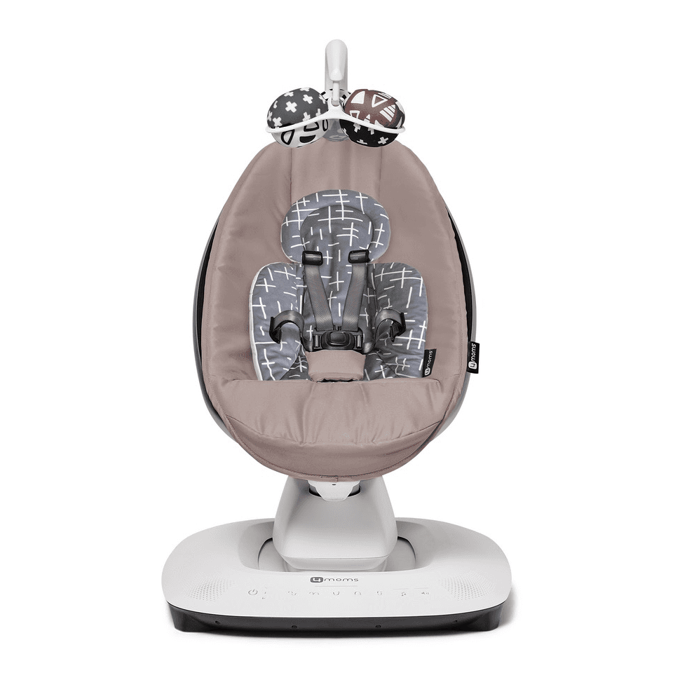 4Moms Mamaroo Multi-Motion Baby Swing (Rosewood) + Newborn Insert (Grey/Plush)