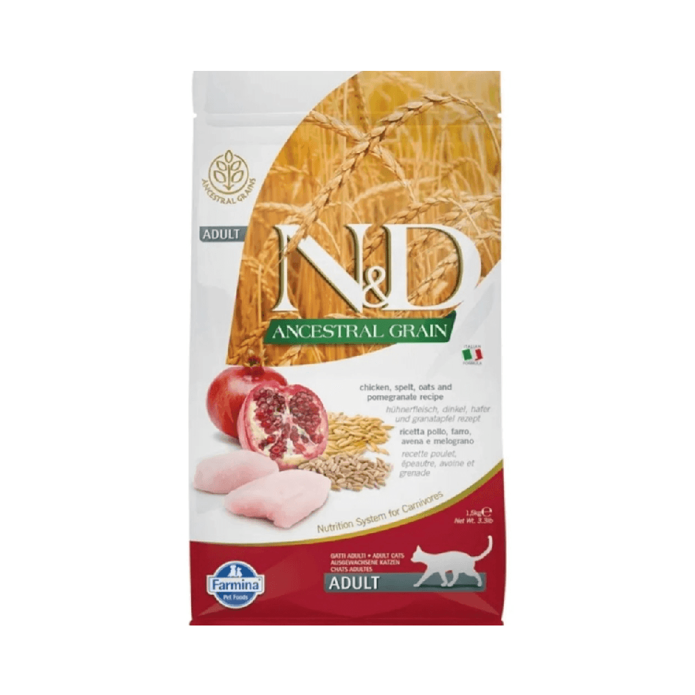 Farmina N&D Chicken, Spelt, Oats & Pomegranate Adult Cat Dry Food 1.5kg