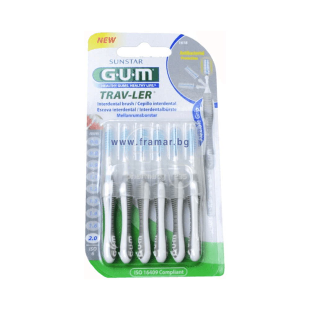 Gum Traveler Interdental Brush 2mm 1618 6Pcs