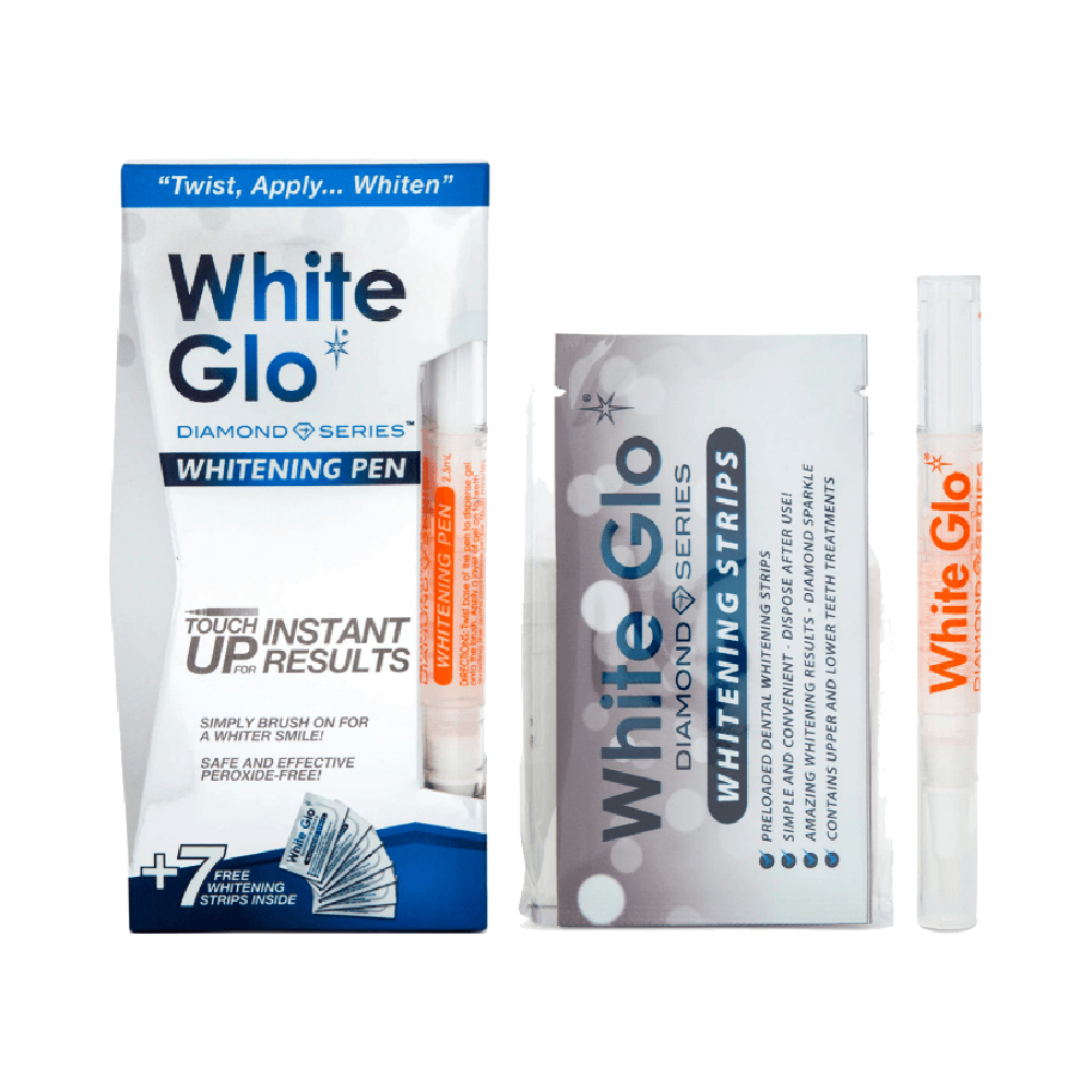 White Glo Diamond Series Whitening Pen 2.5ml + 7 Free Whitening Strips