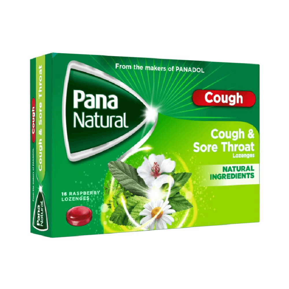PanaNatural Cough & Sore Throat Rasberry Lozenges 16's