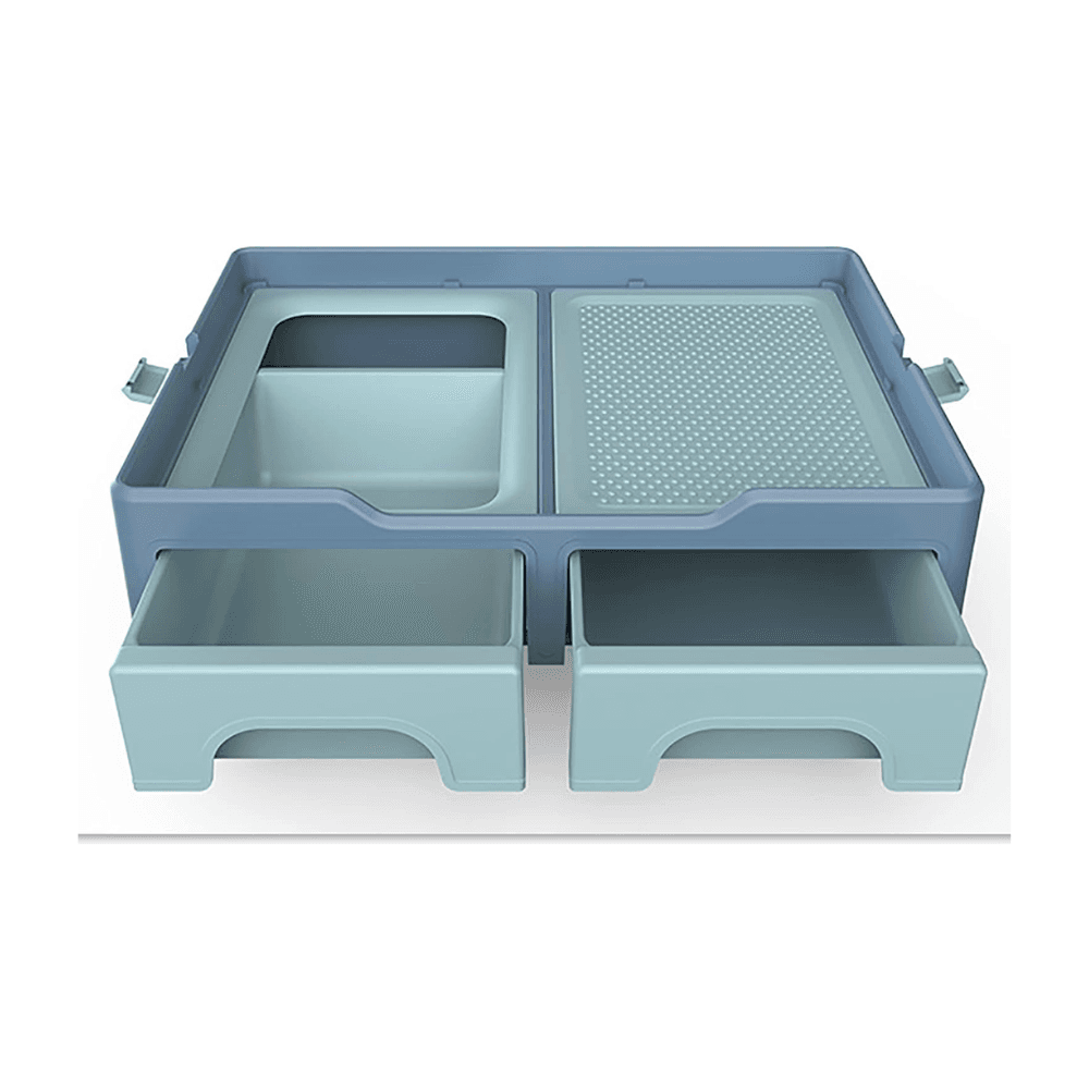Multi-Level Cage with Litter & Storage Boxes For Cats Blue 
