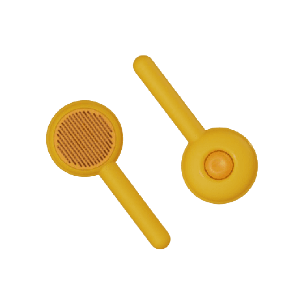Hamburger Self-Clean Brush Comb For Cats Yellow
