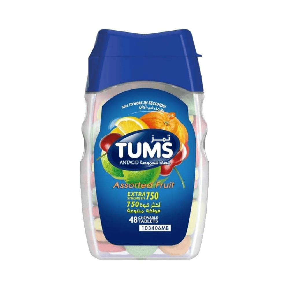 Tums Antacid Assorted Fruit Chewable Tablets 48's