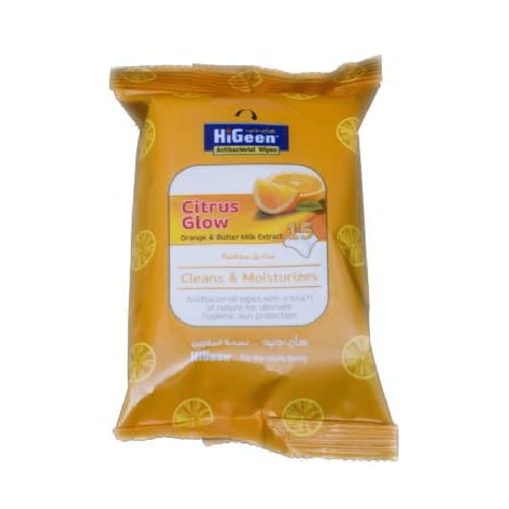 Higeen Antibacterial Citrus Glow Wipes 10Pcs