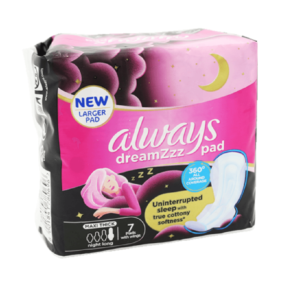 Always Dreamzzz Maxi Thick Cottony Softness With Wings Night Pads 7Pcs