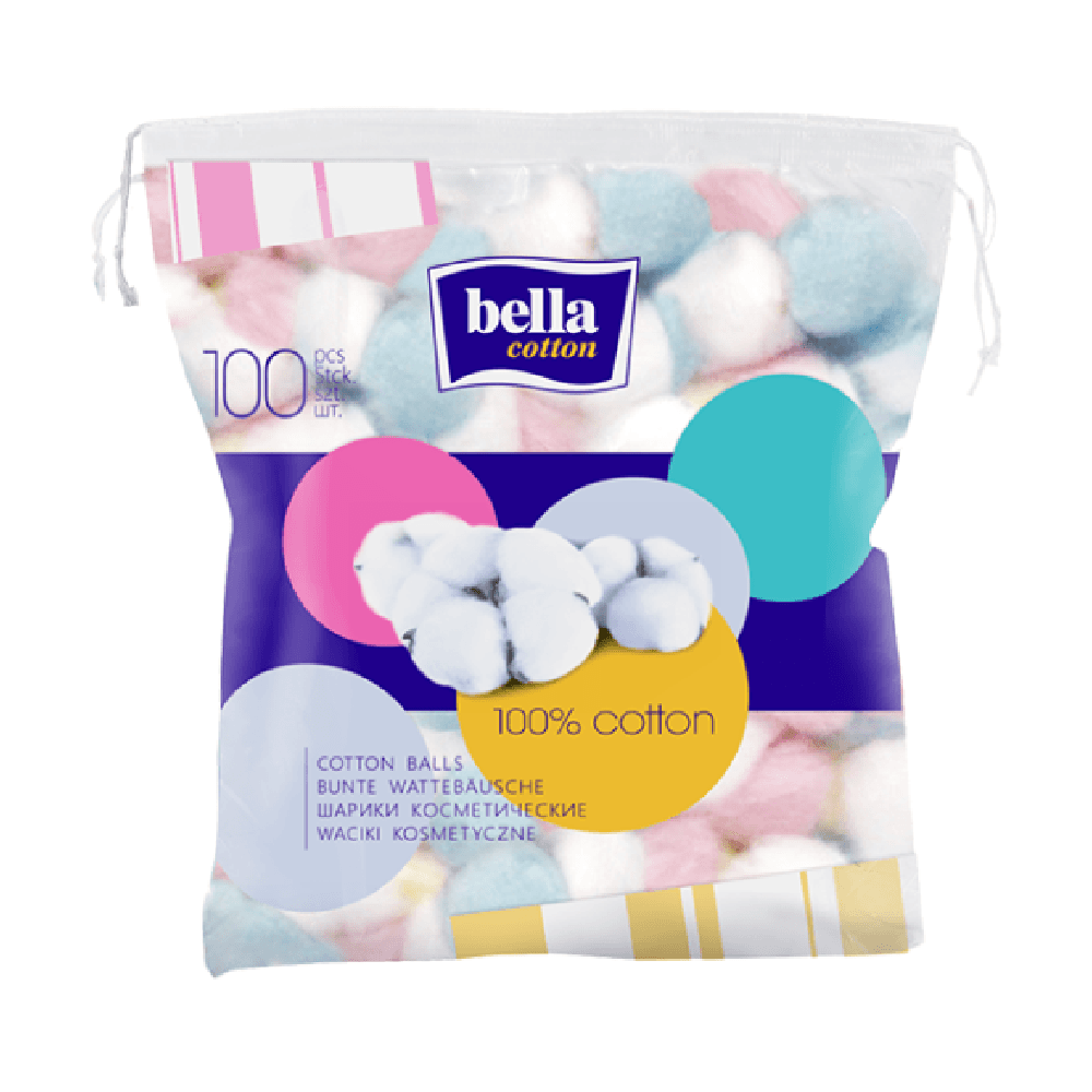 Bella Cotton Balls Colored 100Pcs