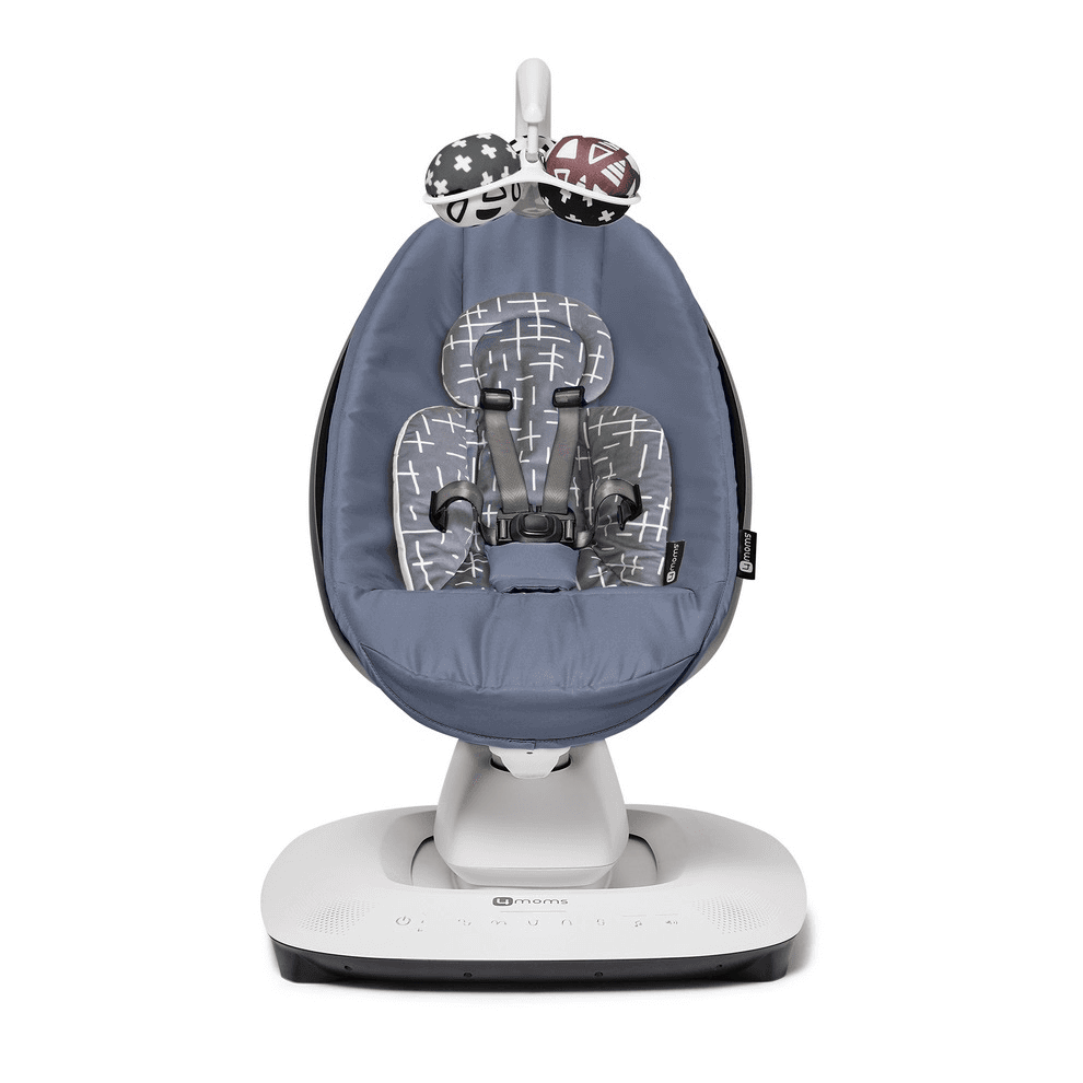 4Moms Mamaroo Multi-Motion Baby Swing (Slate Blue) + Newborn Insert (Grey/Plush)