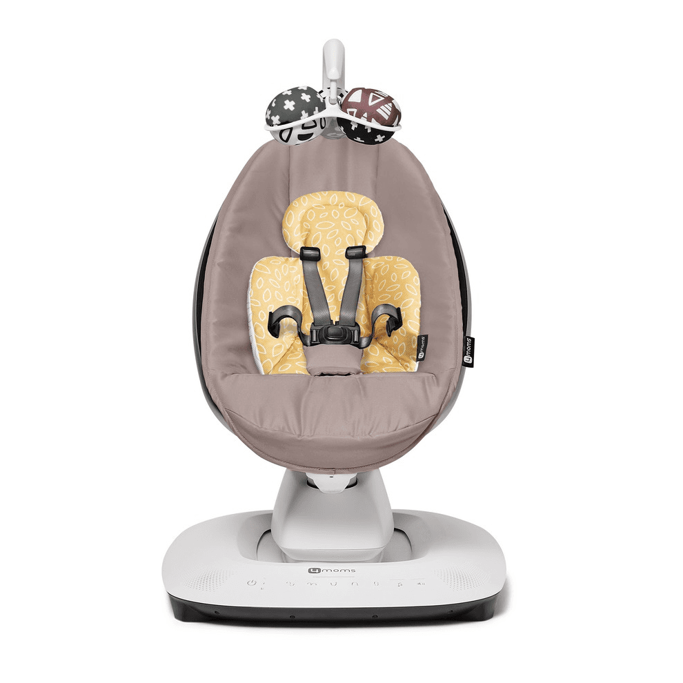4Moms Mamaroo Multi-Motion Baby Swing (Rosewood) + Newborn Insert (Yellow/Mesh)