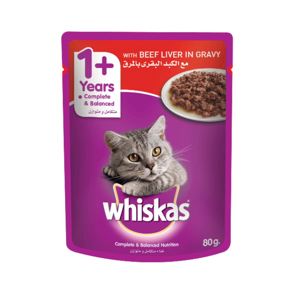 Whiskas Beef Liver In Gravy Cat Wet Food Pouch 80g