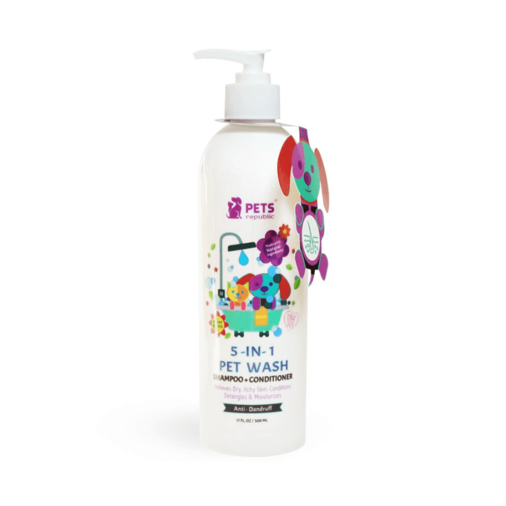 Pets Republic 5-in-1 Pet Wash with Bubble Gum Scent For Dogs & Cats 500ml