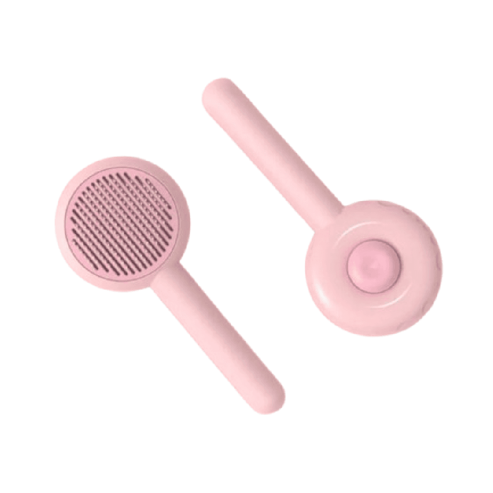 Hamburger Self Clean Brush Comb For Cats Pink
