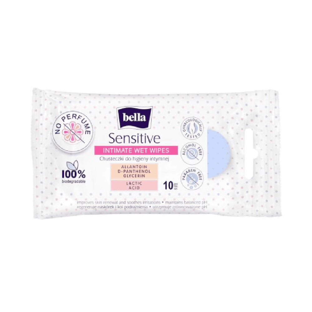Bella Sensitive Intimate Unscented Wet Wipes 10Pcs