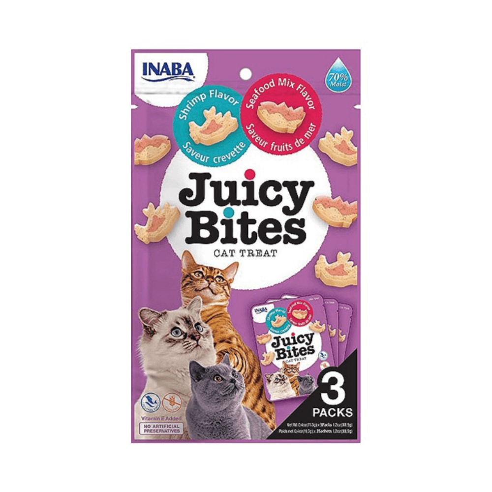 INABA Juicy Bites Shrimp Flavor Cat Treat Pouch 3Pcs 33g