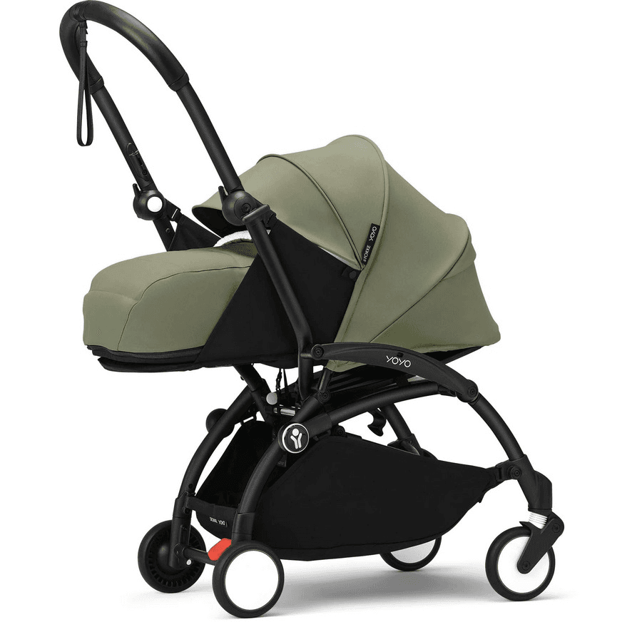 Stokke Yoyo3 0+ Stroller - Black Frame With Newborn Pack 0+ (Olive)