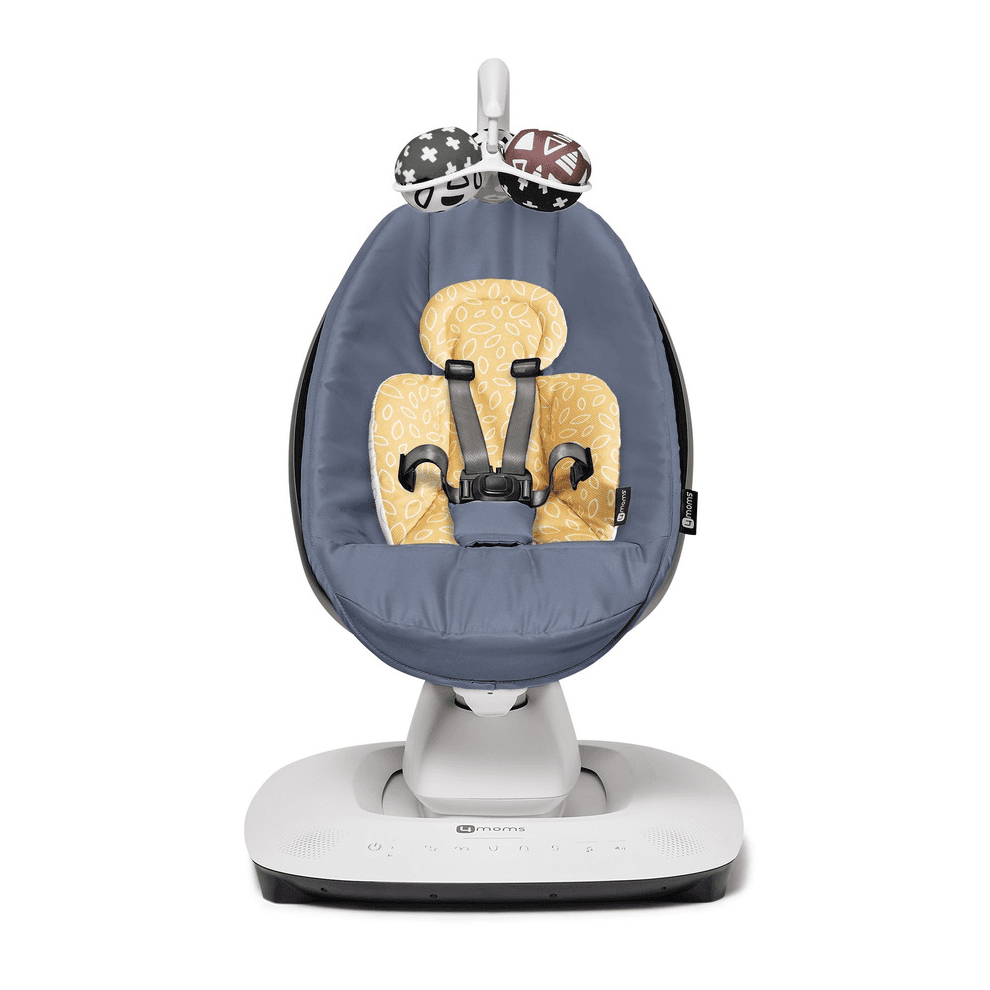 4Moms Mamaroo Multi-Motion Baby Swing (Slate Blue) + Newborn Insert (Yellow/Mesh)