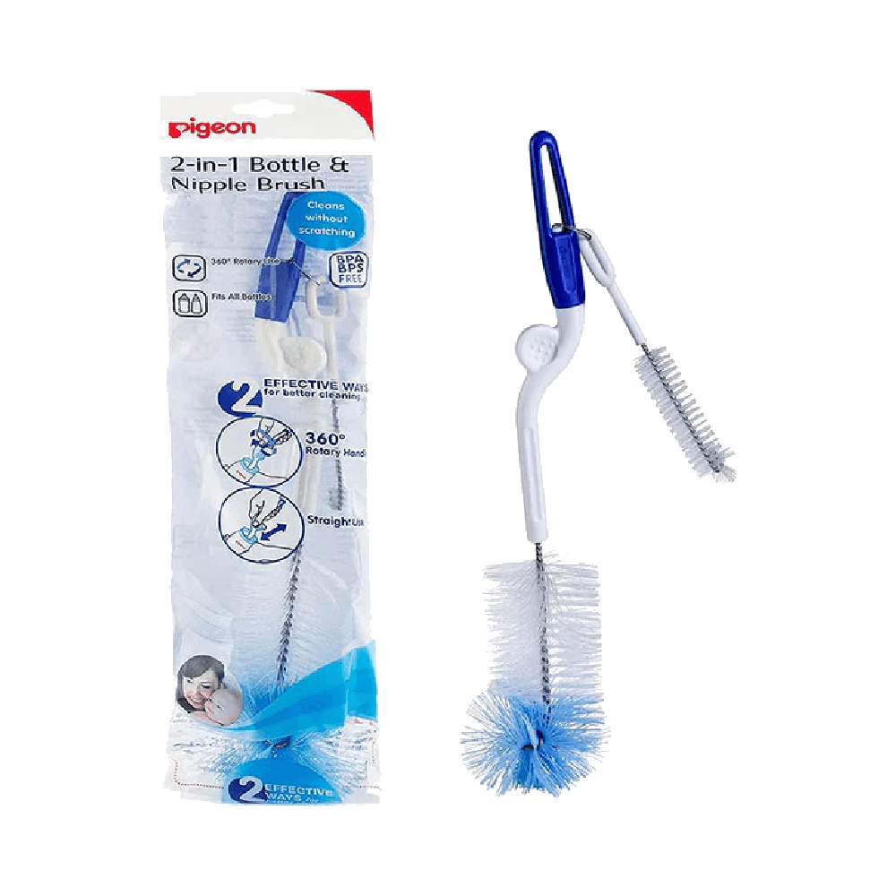 Pigeon 2 In 1 Bottle and Nipple Rotary Brush 1Pc