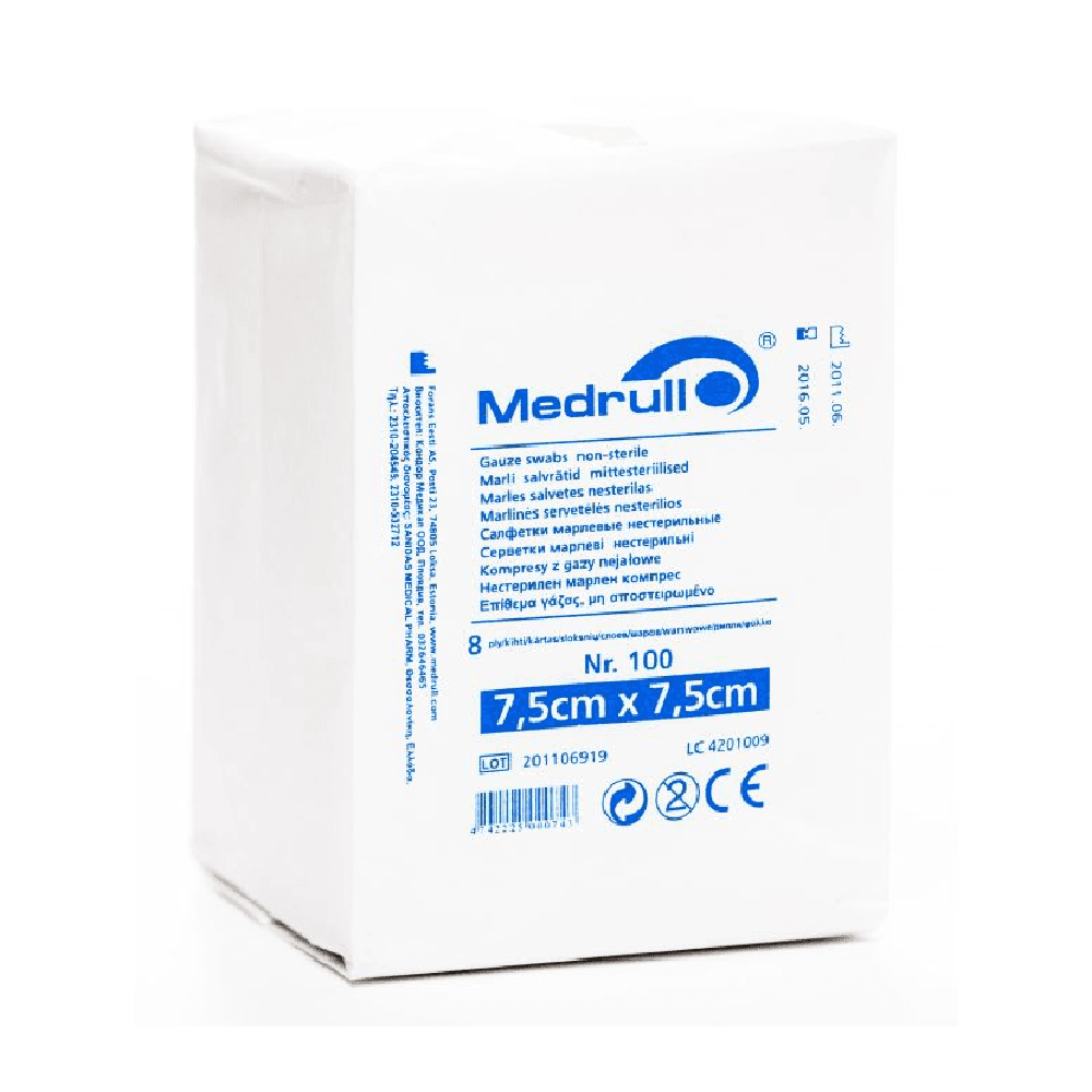Medrull 7.5 x 7.5 cm Non-Sterile Gauze Swab 100Pcs