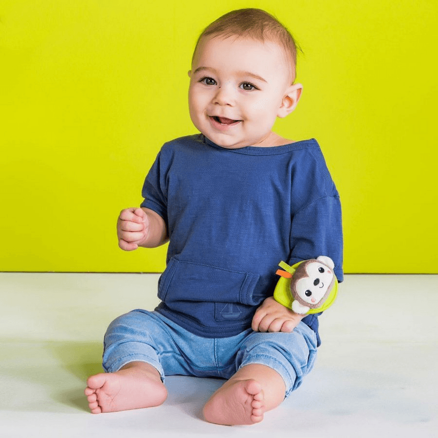 Bright Starts Rattle & Teethe Wrist Pals Toy Monkey & Elephant