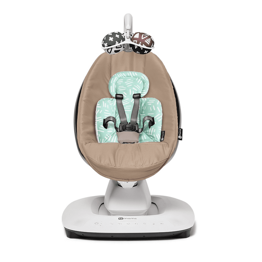 4Moms Mamaroo Multi-Motion Baby Swing (Sandstone) + Newborn Insert (Mint/Mesh)