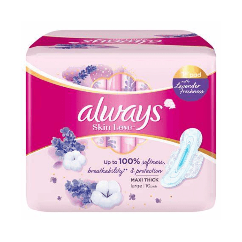 Always Skin Love Maxi Thick Large Pads With Lavender Freshness 10Pcs
