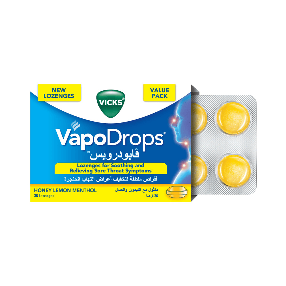 Vicks Vapo Drops Lozenges Honey Lemon Menthol 36s