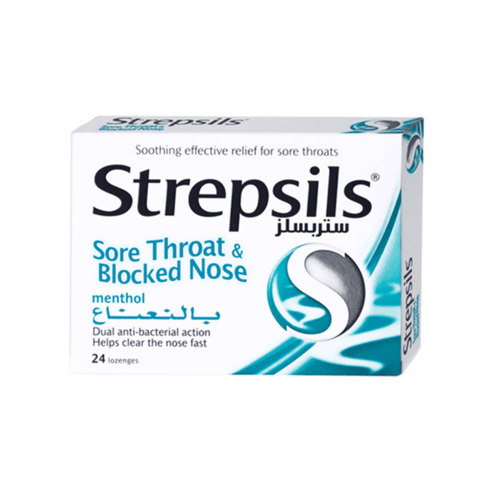 Strepsils Sore Throat & Blocked Nose Lozenges Menthol 24'S 