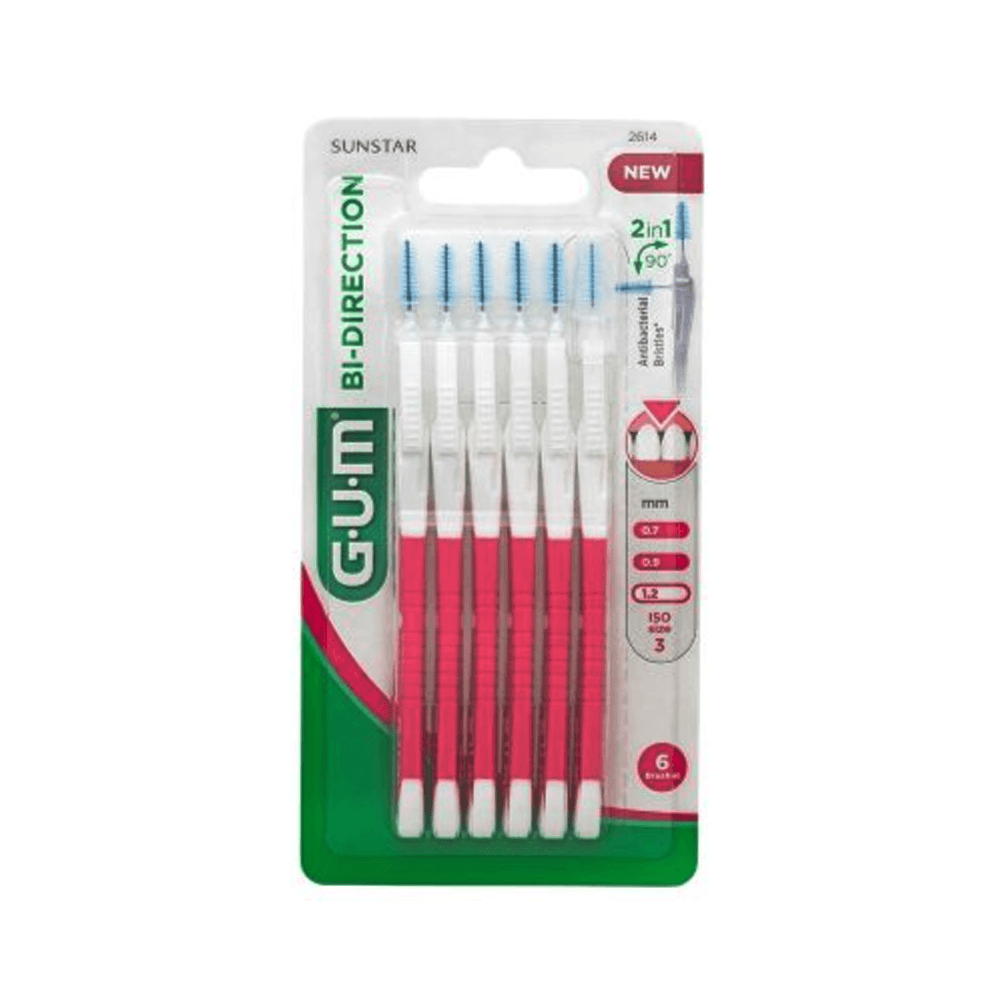 Gum Bi-Direction Interdental Brushes 1.2mm 6Pcs