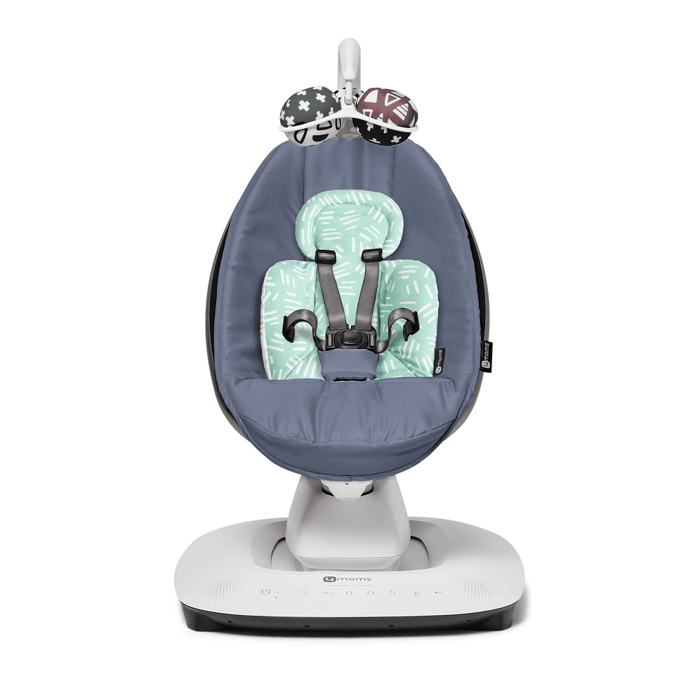 4Moms Mamaroo Multi-Motion Baby Swing (Slate Blue) + Newborn Insert (Mint/Mesh)